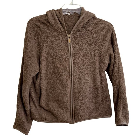 Carmin Jackets & Blazers - Carmin Brown Size Large Fleece Sherpa Hooded Zippered Jacket